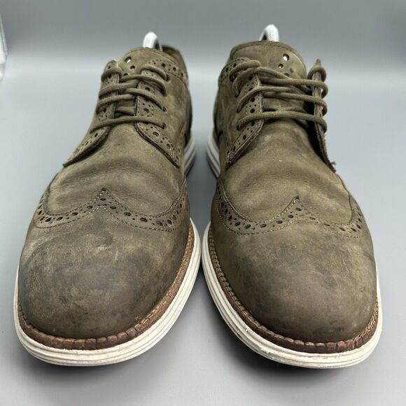Cole Haan Lunargrand Mens 10 Green Suede Wingtip Oxford Shoes C11512 Sneaker - Picture 3 of 9